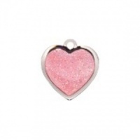 Pink Heart Glitter Cat Tag